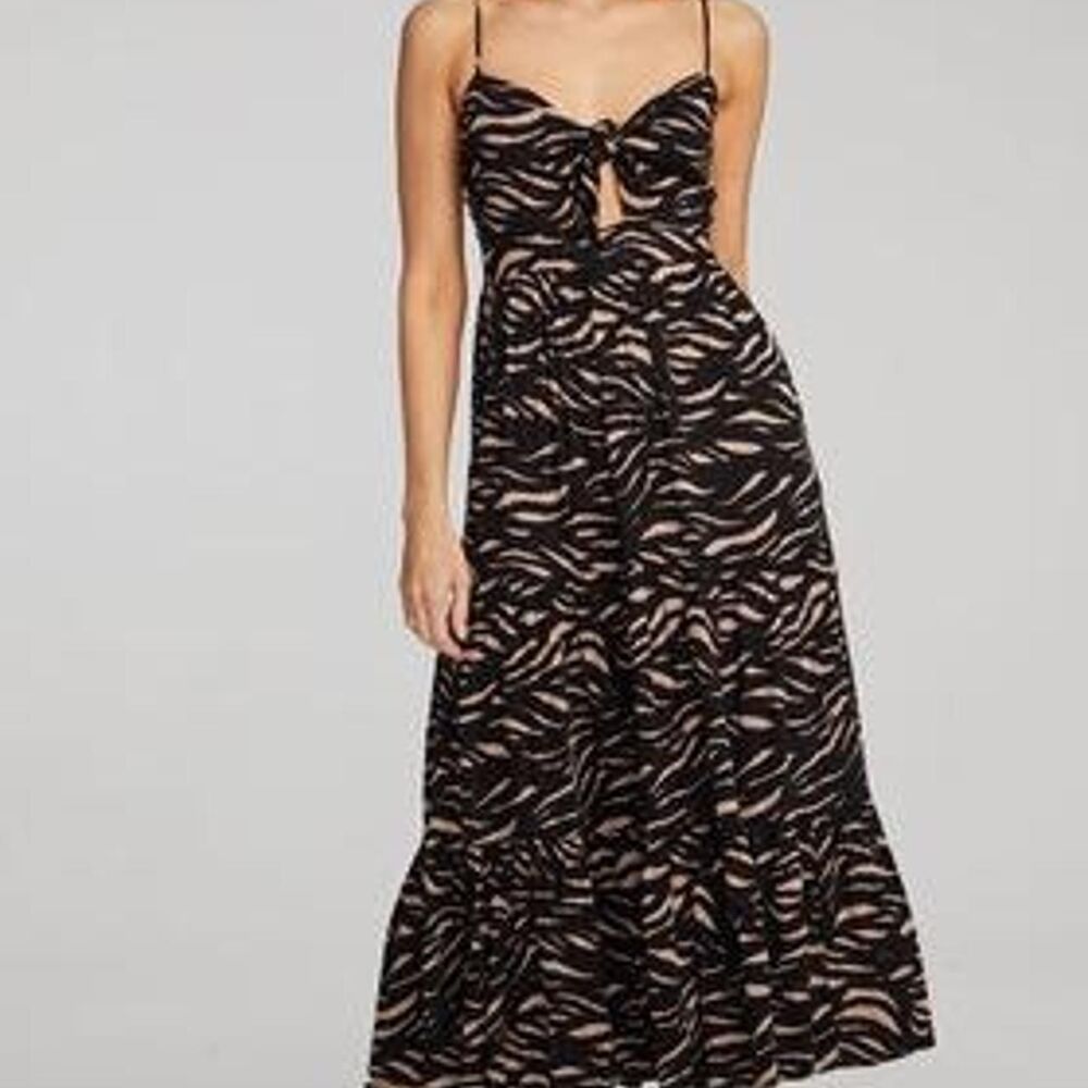 Saltwater Luxe Midi Dress Zebra Print with tie front | SMALL